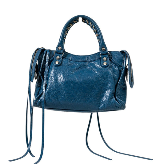 Balenciaga Leather Classic Small City Bag Navy Blue