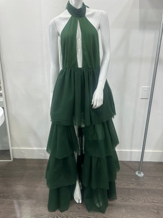 Lovers and Friends Kleid Justine Tiered Tulle Maxi Dress Forest Green Size Small