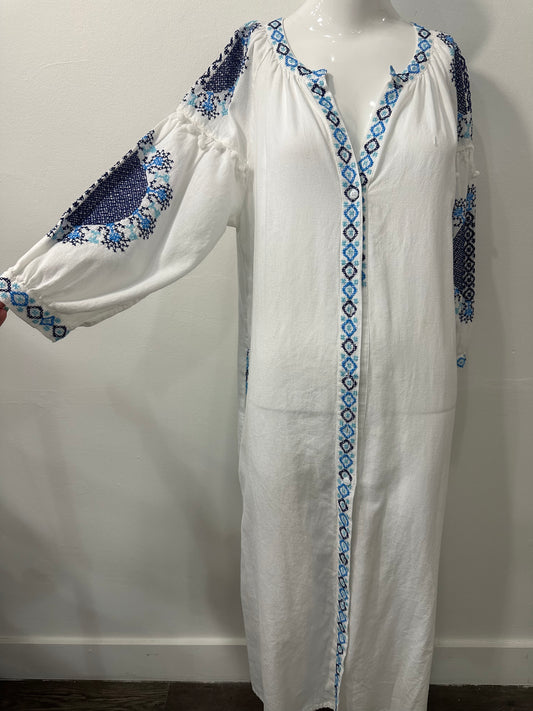 Melissa Odabash Ally Belted Embroidered Cotton-voile Midi Dress White Size S