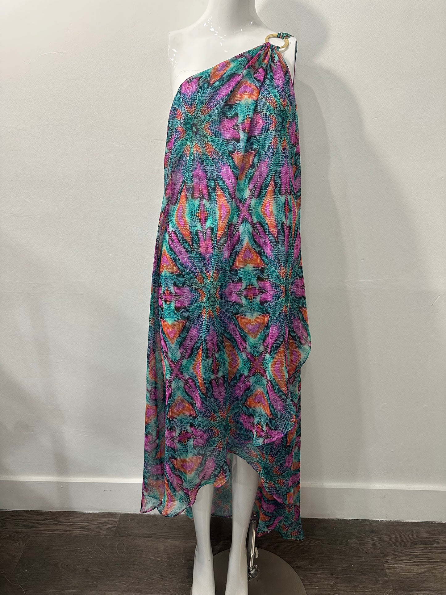 Laundry By Shelli Segal One-Shoulder High-Low A-line Dress Multicolor Size 6