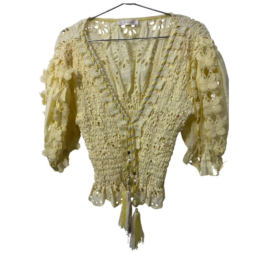 Laurie & Joe  LIght Yellow Two Piece Outfit Broderie Anglaise Lace Fabric