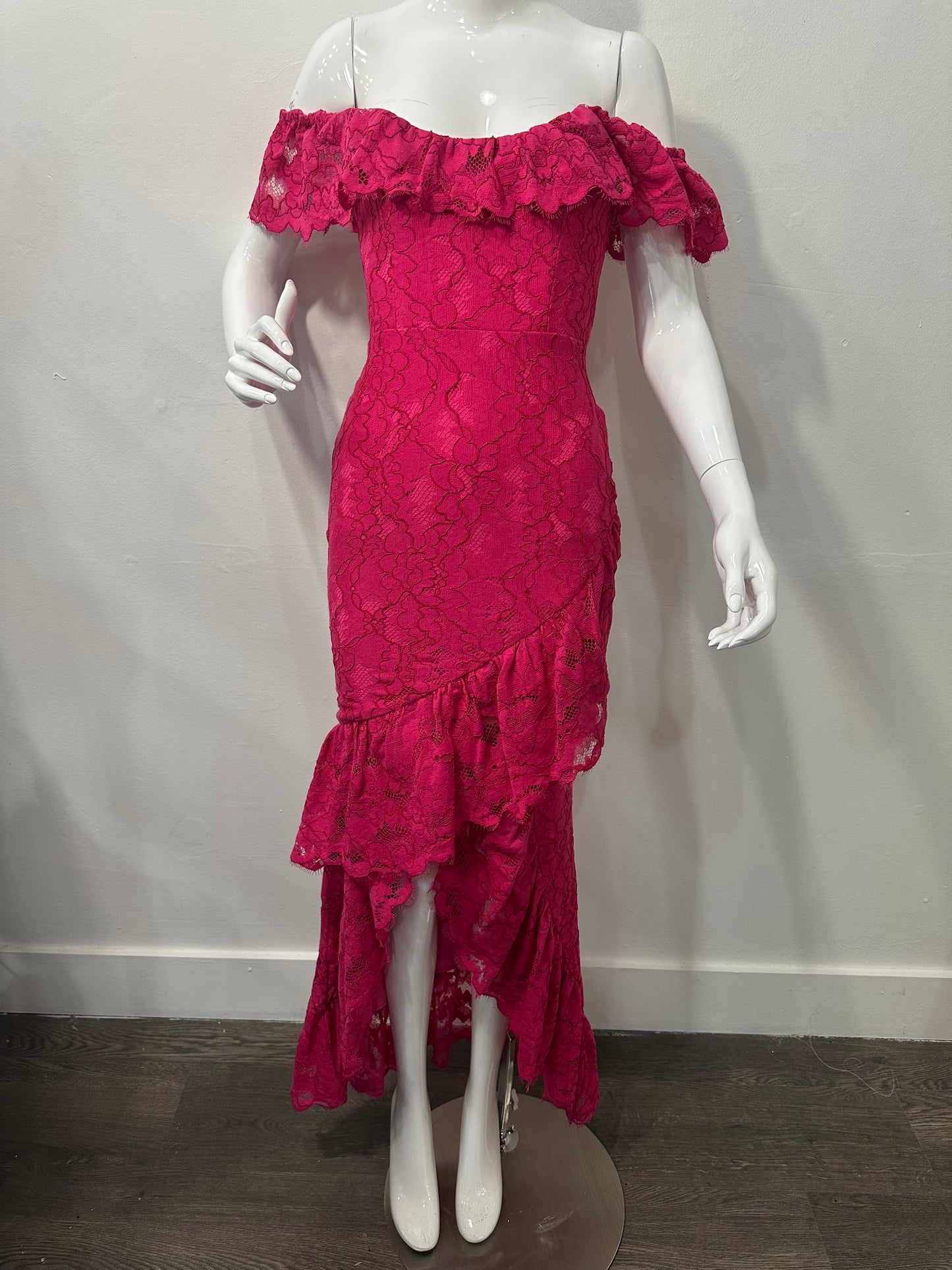 Lovers + Friends Rosewater Lace Off-the-Shoulder Asymmetric Dress Pink Size XS
