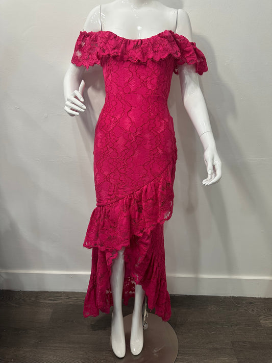 Lovers + Friends Rosewater Lace Off-the-Shoulder Asymmetric Dress Pink Size XS