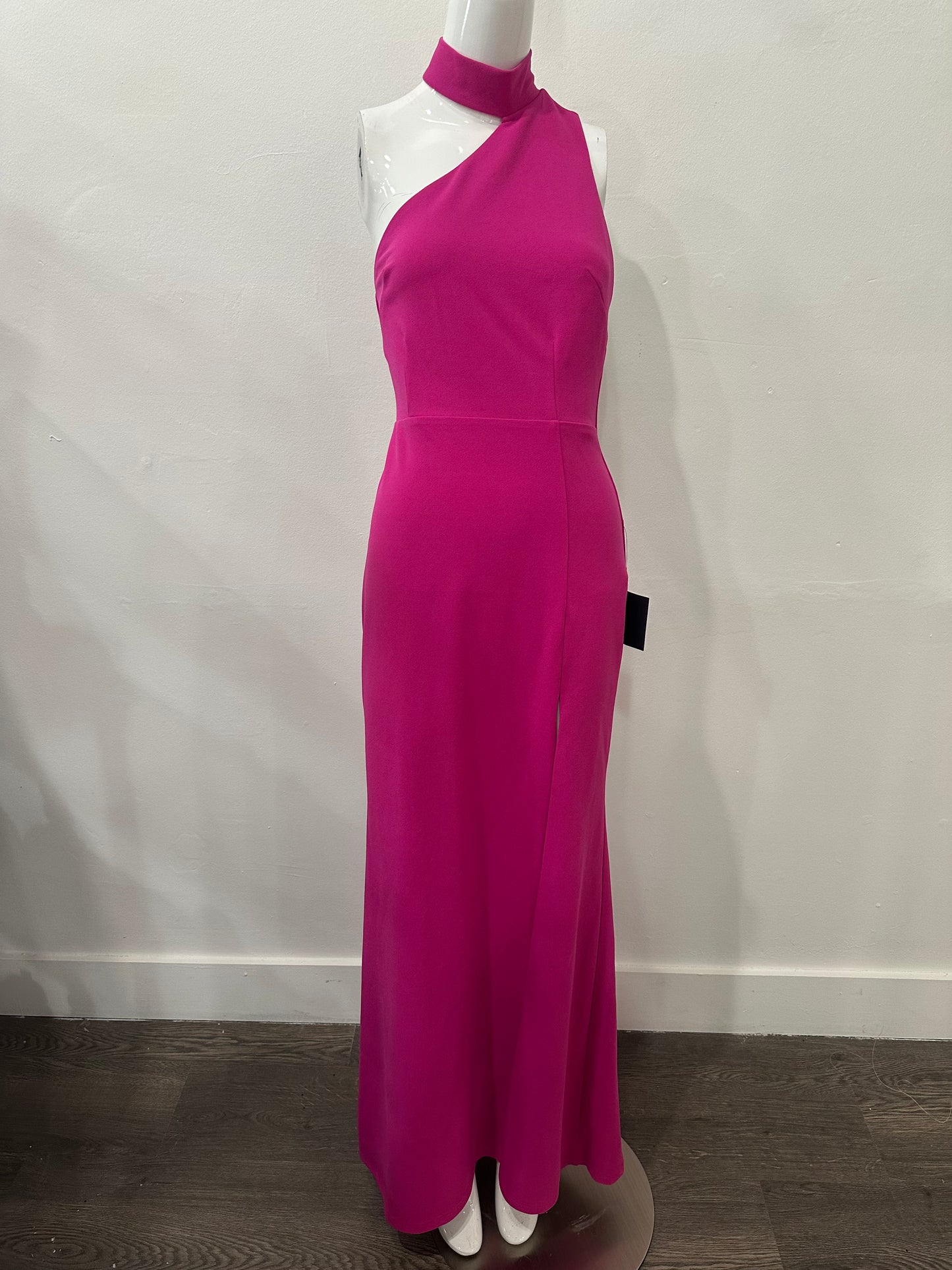 Lulus Keep It Interesting Asymmetrical Cutout Halter Maxi Dress Hot Pink Size S