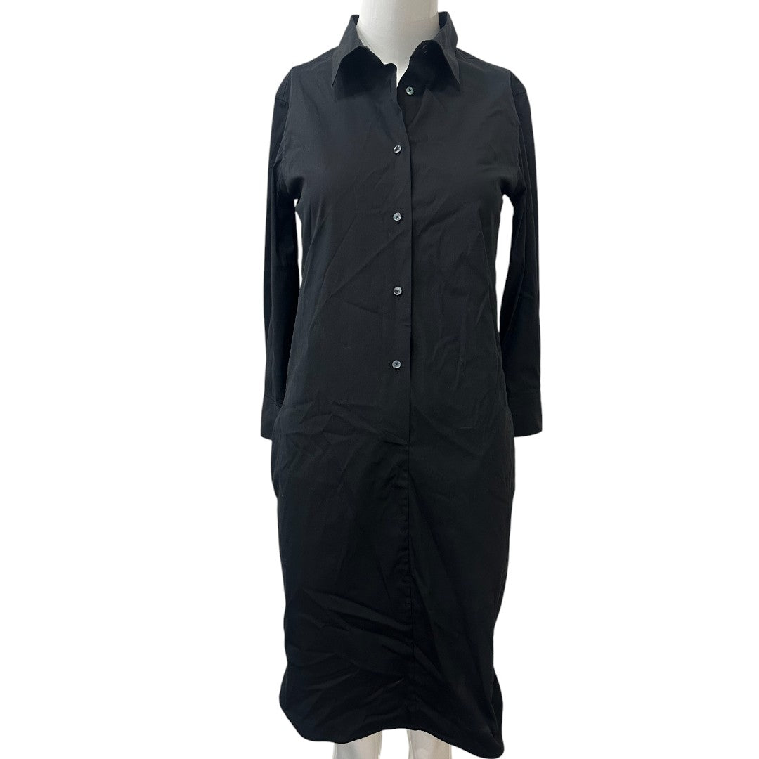 Sara Roka  Black Long Sleeves Full Button Down Shirt Dress