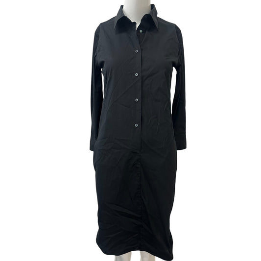 Sara Roka  Black Long Sleeves Full Button Down Shirt Dress