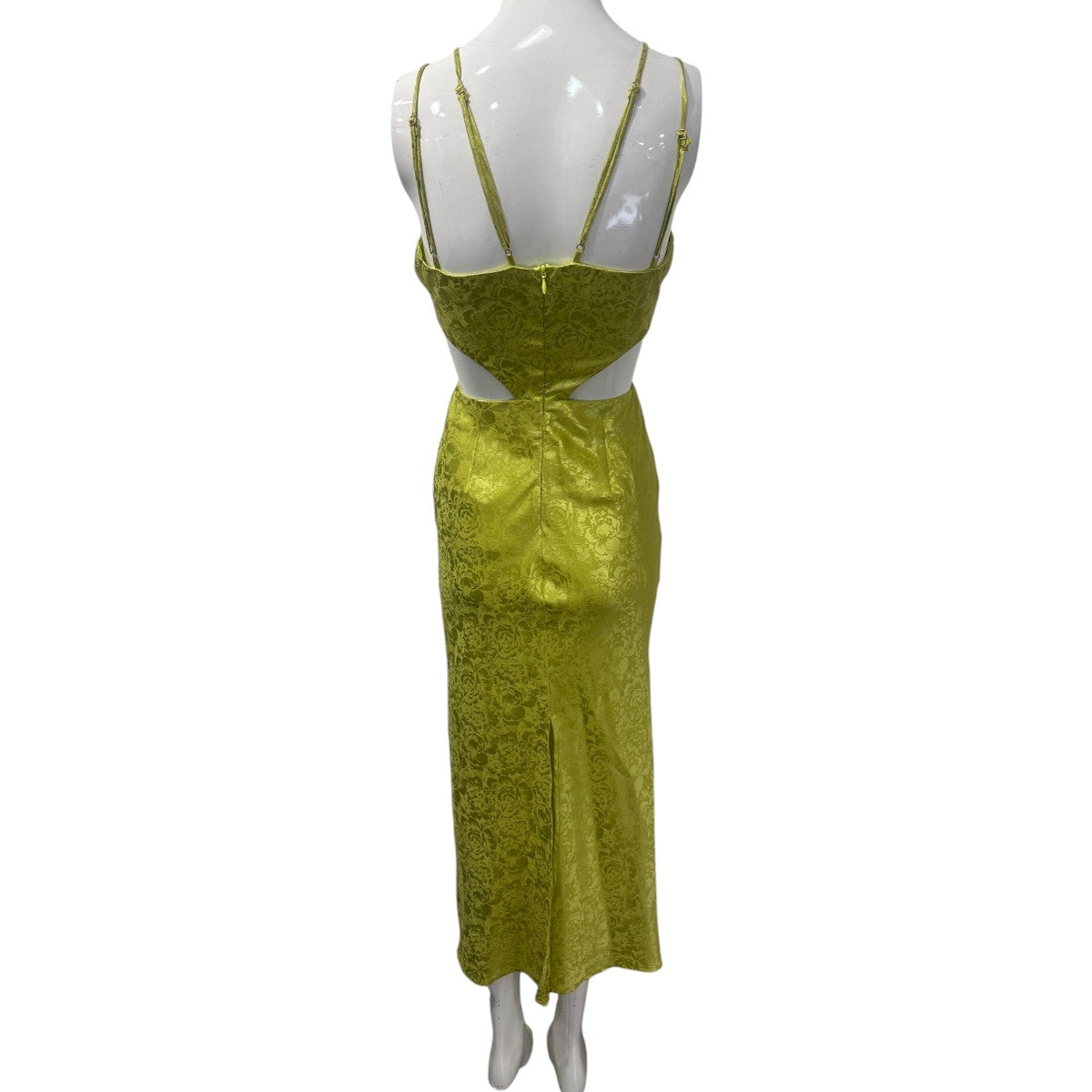 Runaway Dream Floral Embroidered V-Neck Midi Slip Dress Green Women's Size XS
