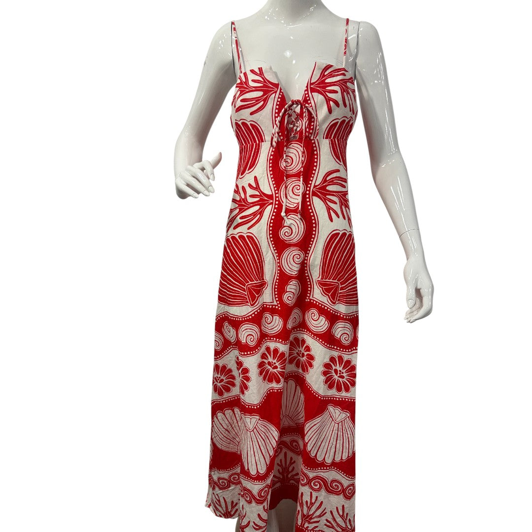 Farm Rio Red Ainika Shell Maxi Dress M