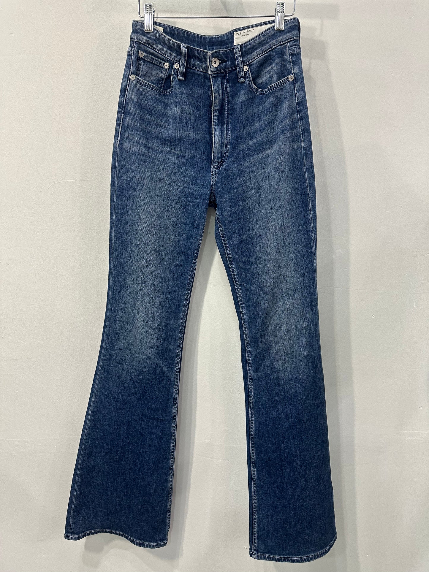 Rag & Bone Cotton Denim High Rise Flared Jeans Blue Women's Size 26