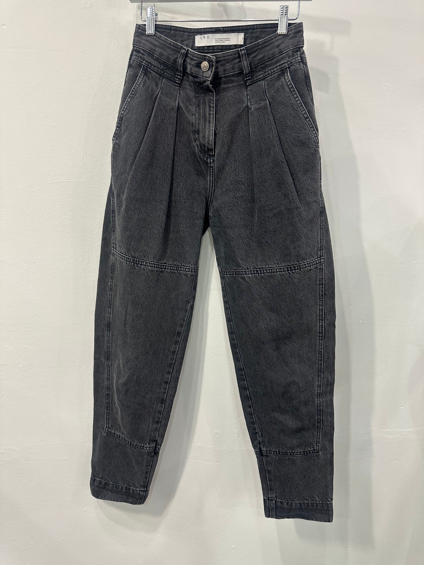 Iro Paris Cotton Denim Vangir Tapered Boyfriend Jeans Black Wash Size 34