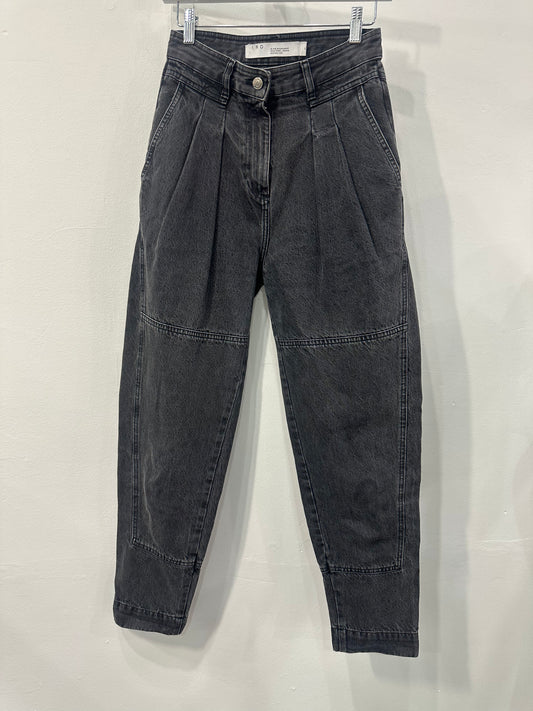Iro Paris Cotton Denim Vangir Tapered Boyfriend Jeans Black Wash Size 34