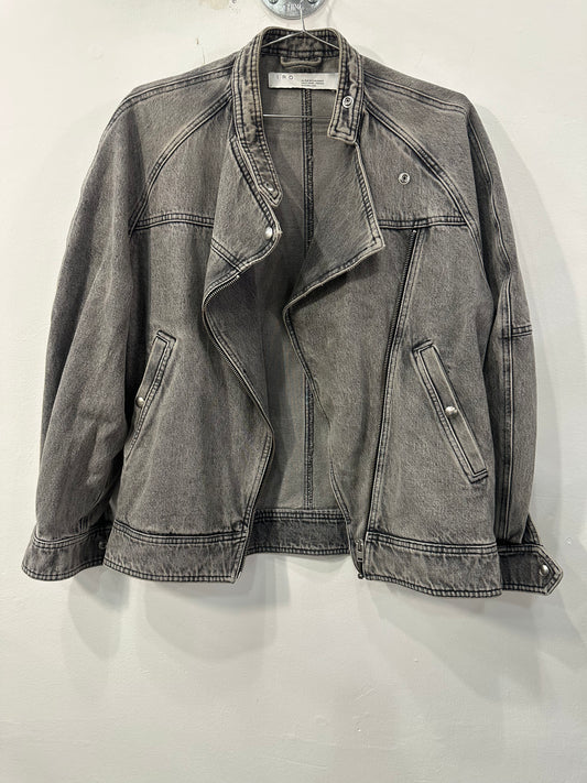 Iro Paris Cotton Denim Tagry Front Zip Tagry Jacket Wash Gray Women's Size 36