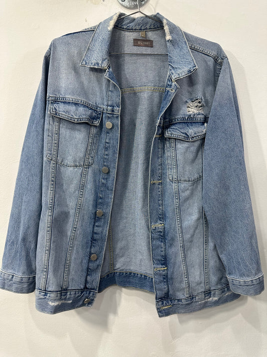 DL1961 Denim Oversized Bonmie Trucker Jacket Dunaway Blue Women's Size S