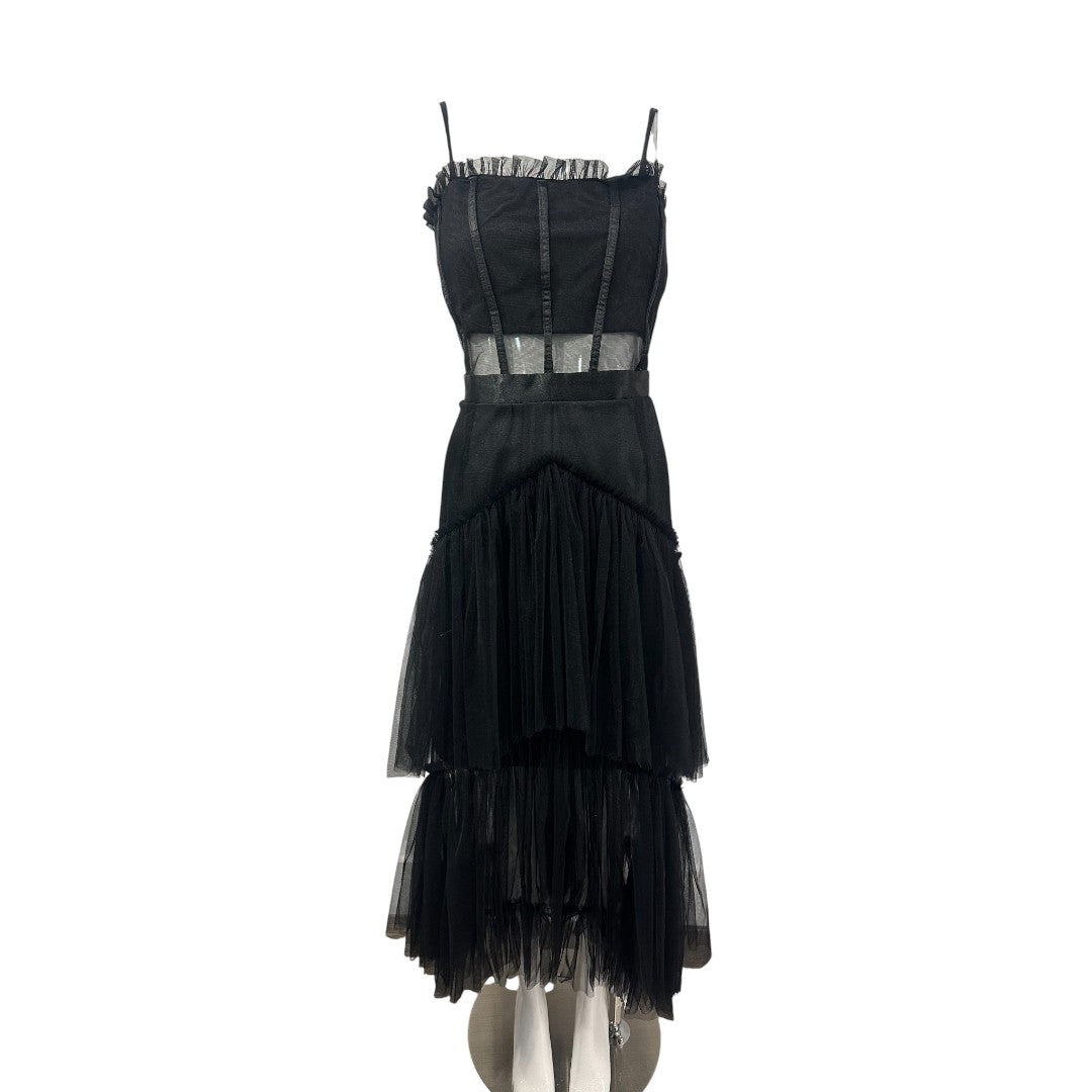 Custom Black Mesh Corset Maxi Dress