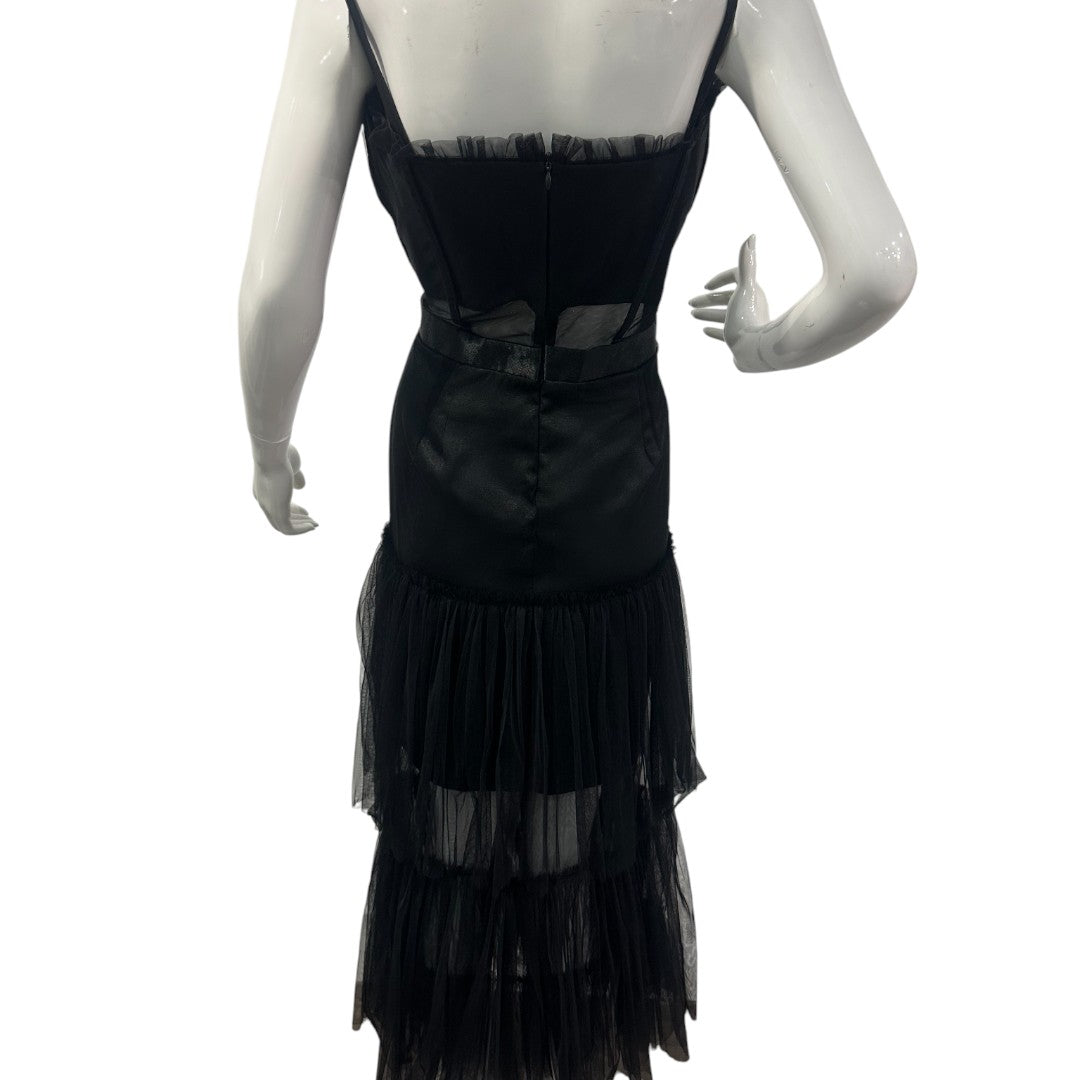 Custom Black Mesh Corset Maxi Dress