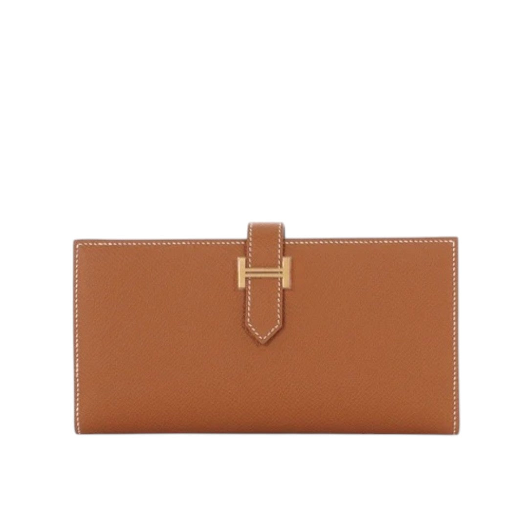 Hermes Brown Leather Bearn Souffle Gusset Wallet