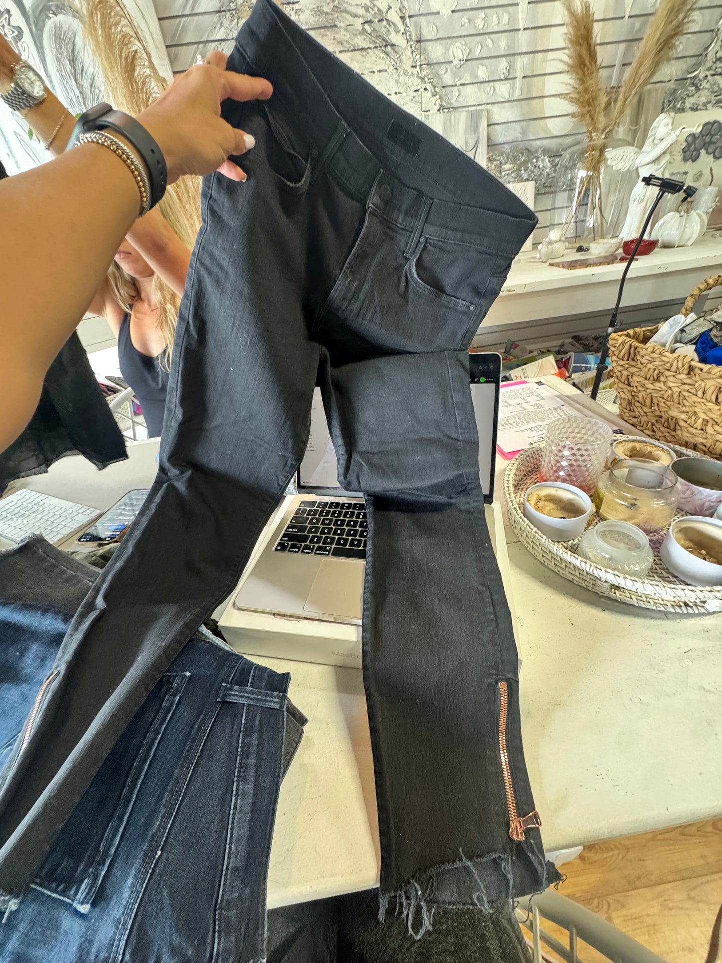 mother black jeans w/ ankle zippers size 29