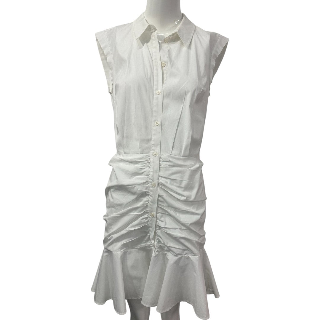 Veronica Beard Bell Button Down Ruched Shirtdress White