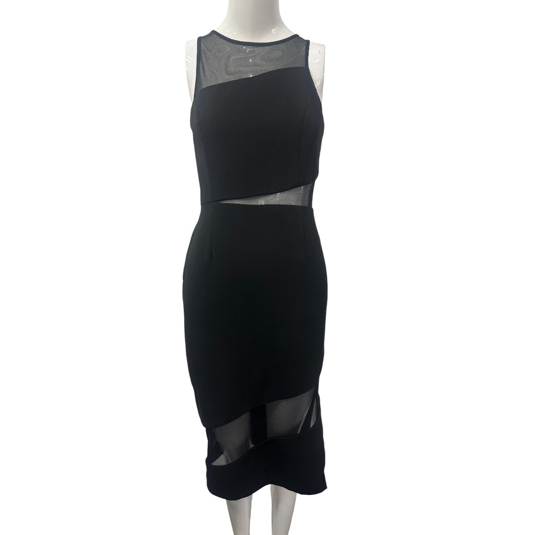 Jaygodfrey Black Sheer Inset Bodycon MIdi Dress