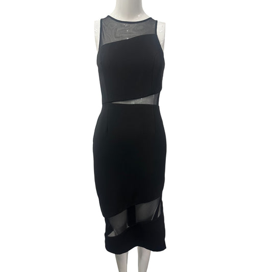 Jaygodfrey Black Sheer Inset Bodycon MIdi Dress