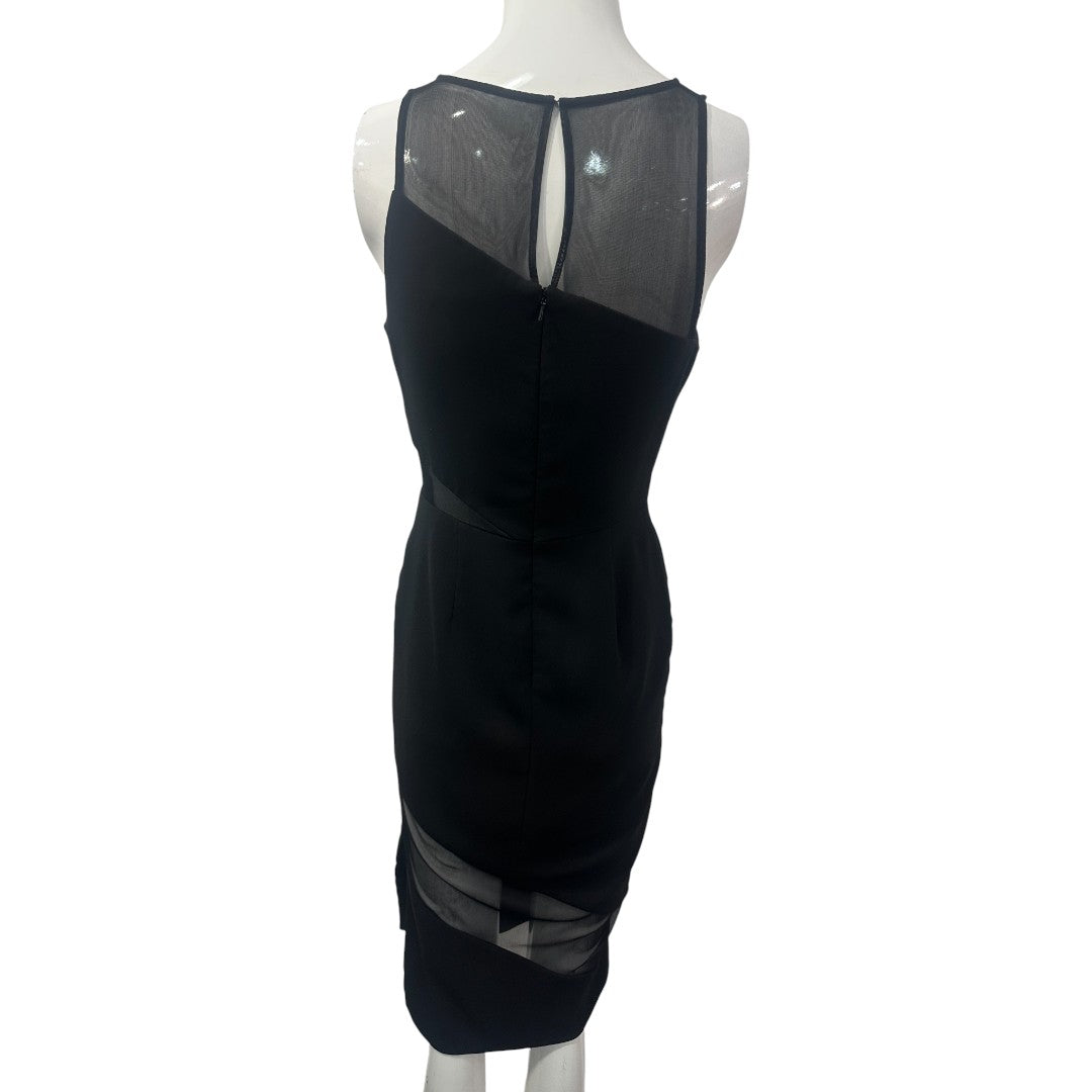 Jaygodfrey Black Sheer Inset Bodycon MIdi Dress