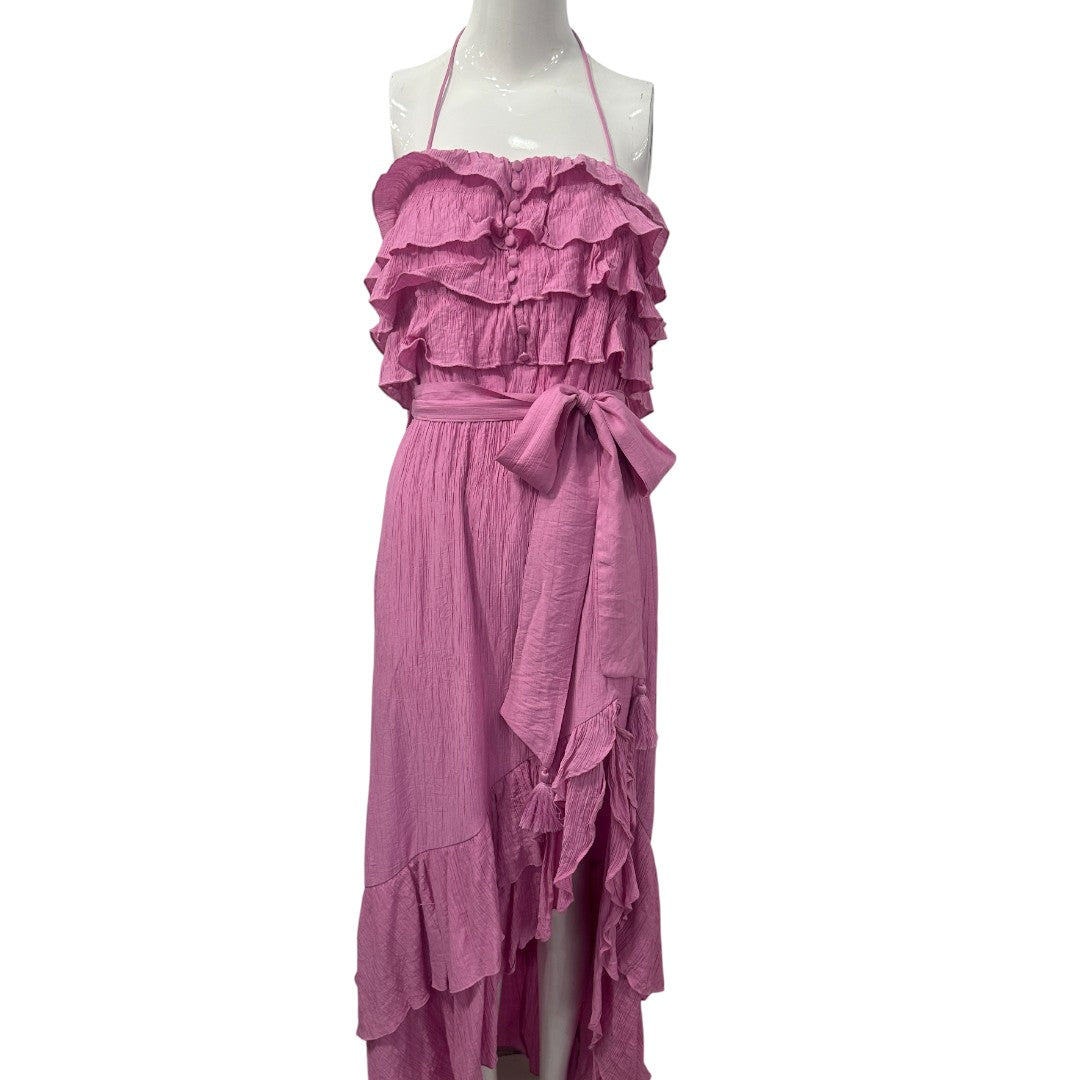 The Clothing Company Pink Ruffled High-low Halter Dress S