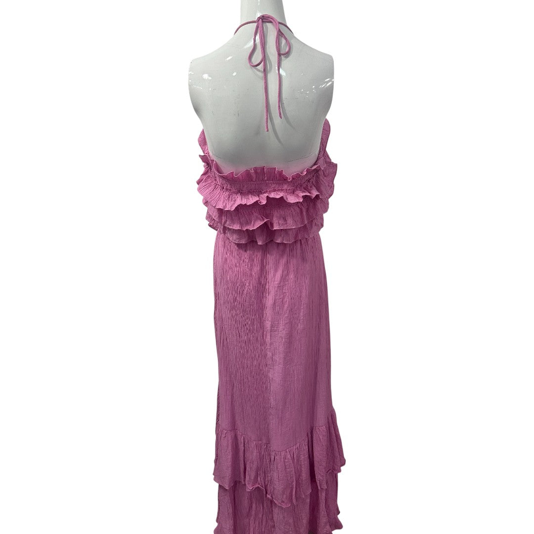 The Clothing Company Pink Ruffled High-low Halter Dress S