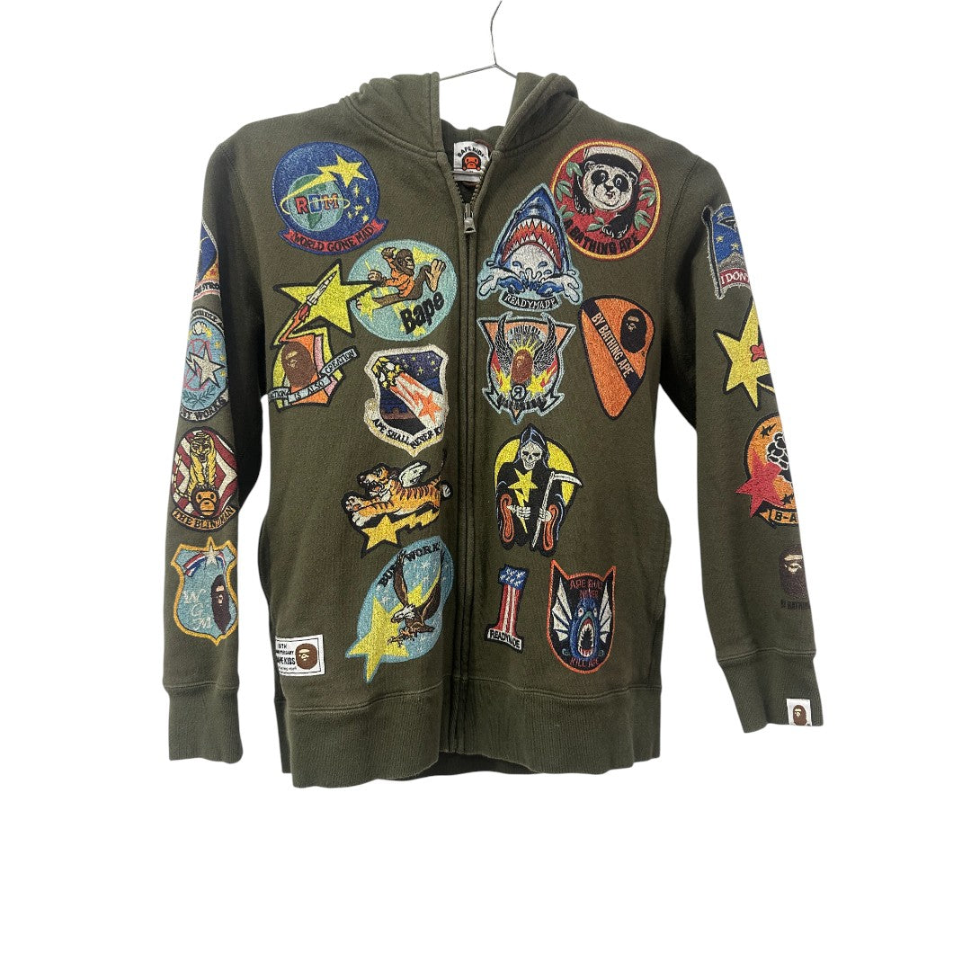 A Bathing Ape  Olive Green Bape Full-Zip Shark Hoodie