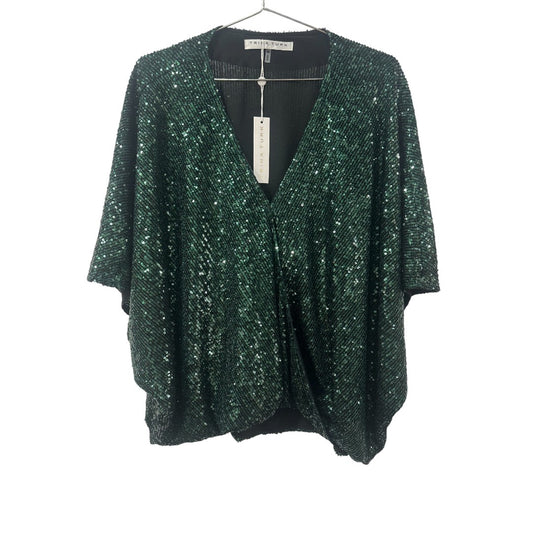Trina Turk Emerald Green Concourse Surplice V-Neck Short Sleeve Oversized Top S