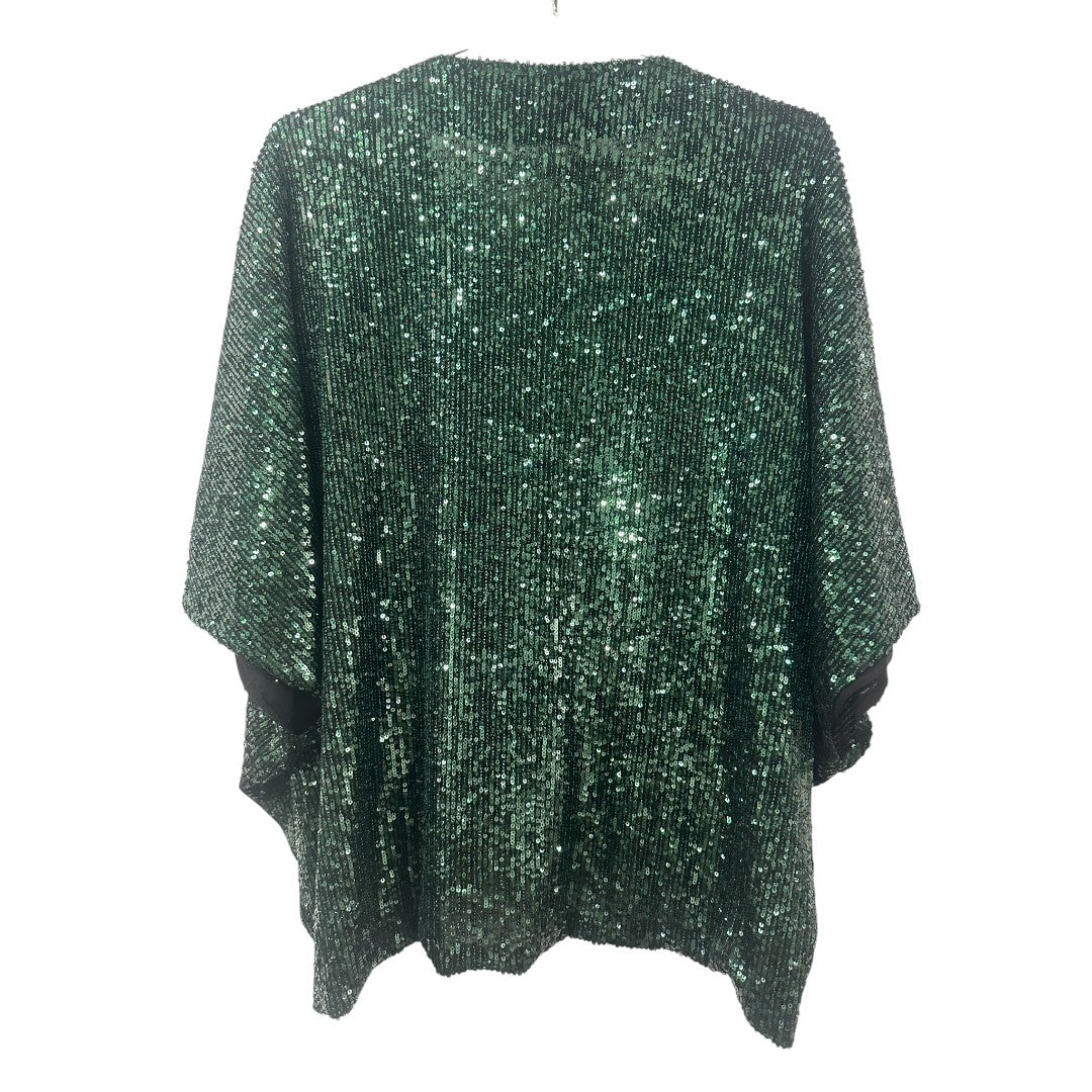 Trina Turk Emerald Green Concourse Surplice V-Neck Short Sleeve Oversized Top S