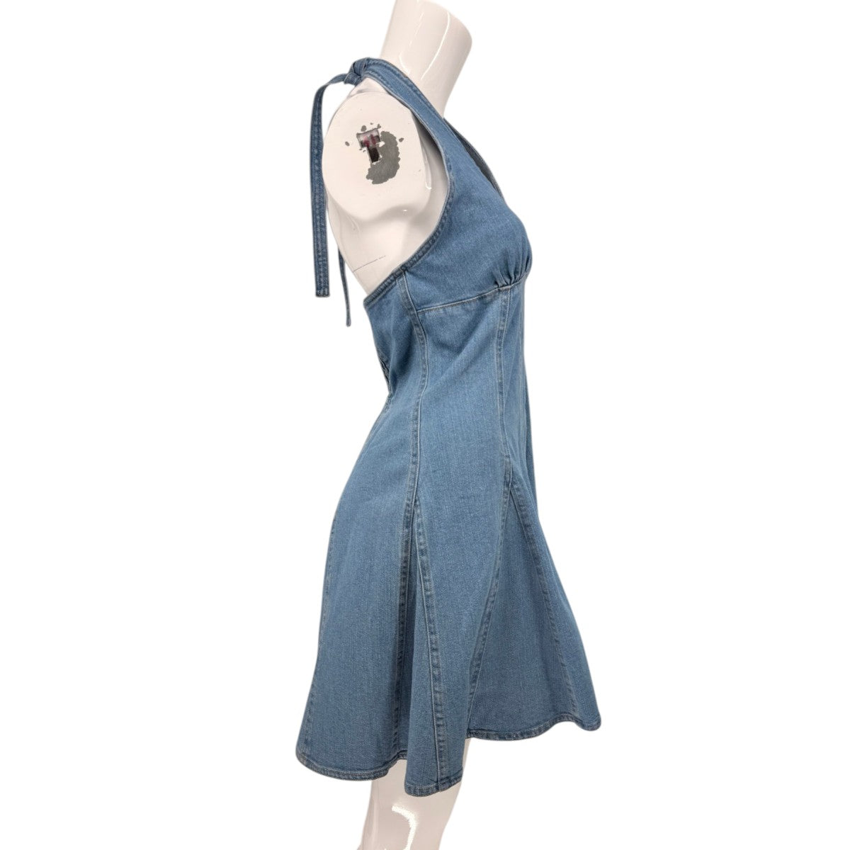 Steve Madden Cotton Blend Denim Malia Halter Skater Mini Dress