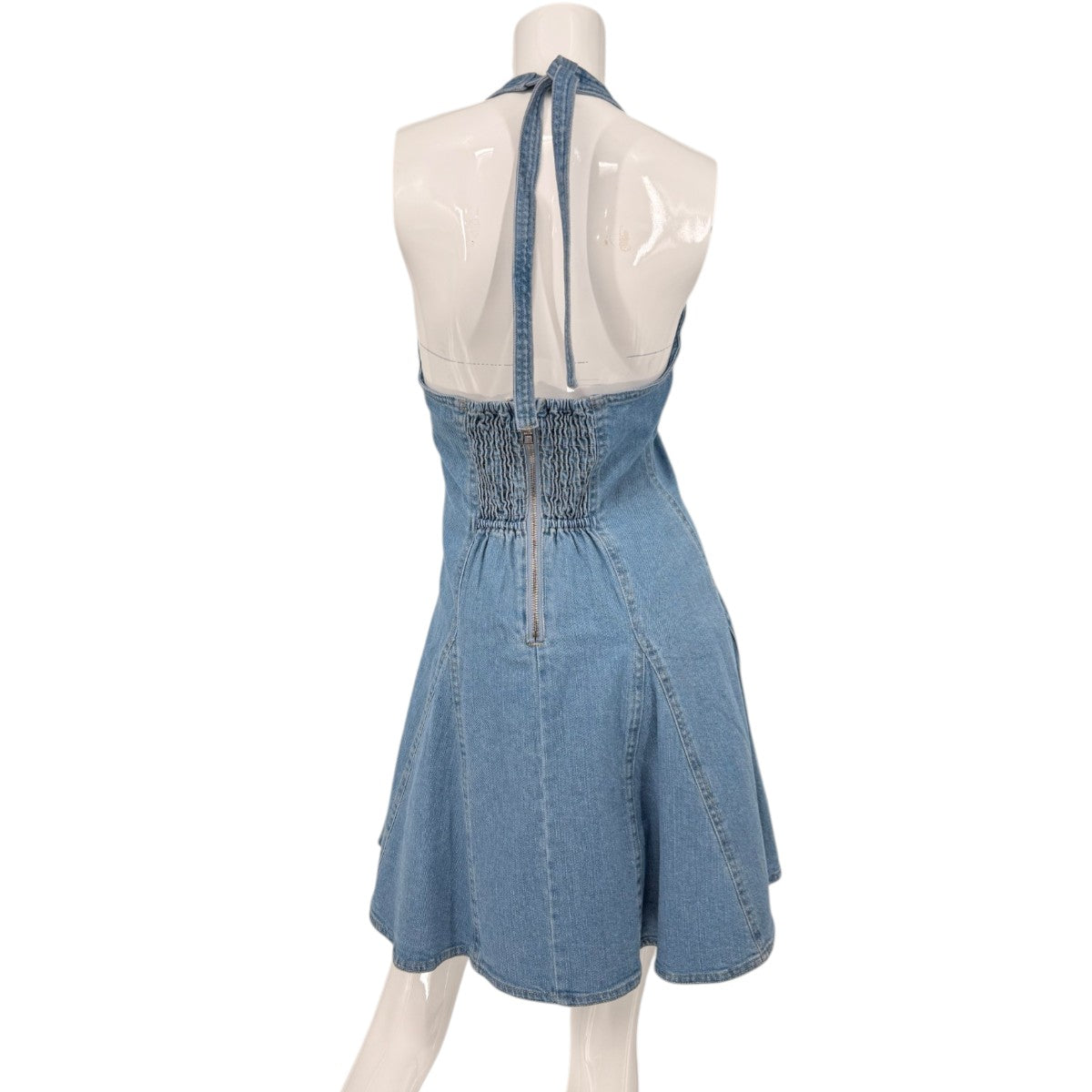 Steve Madden Cotton Blend Denim Malia Halter Skater Mini Dress