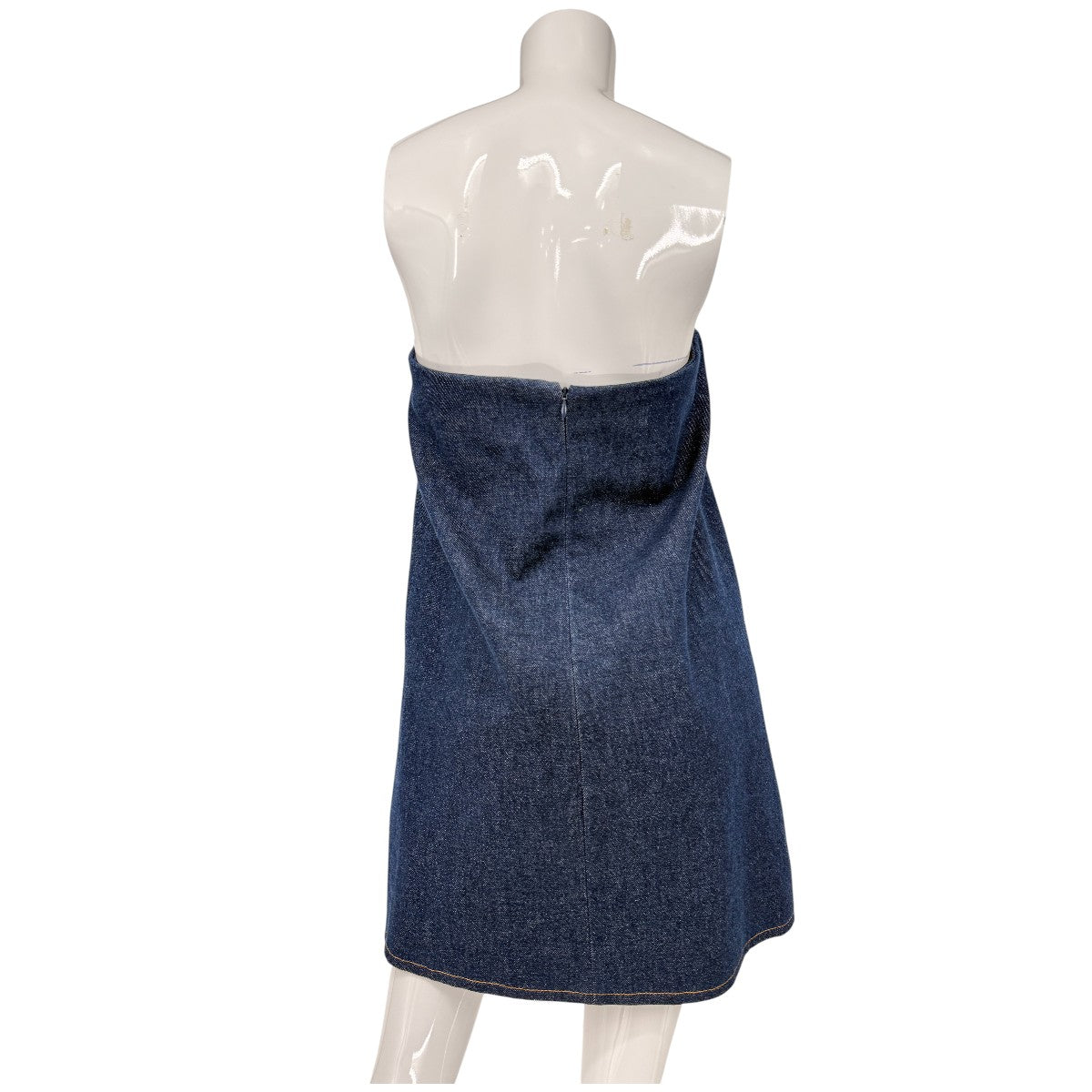 Frame Cotton Denim Strapless Mini Dress