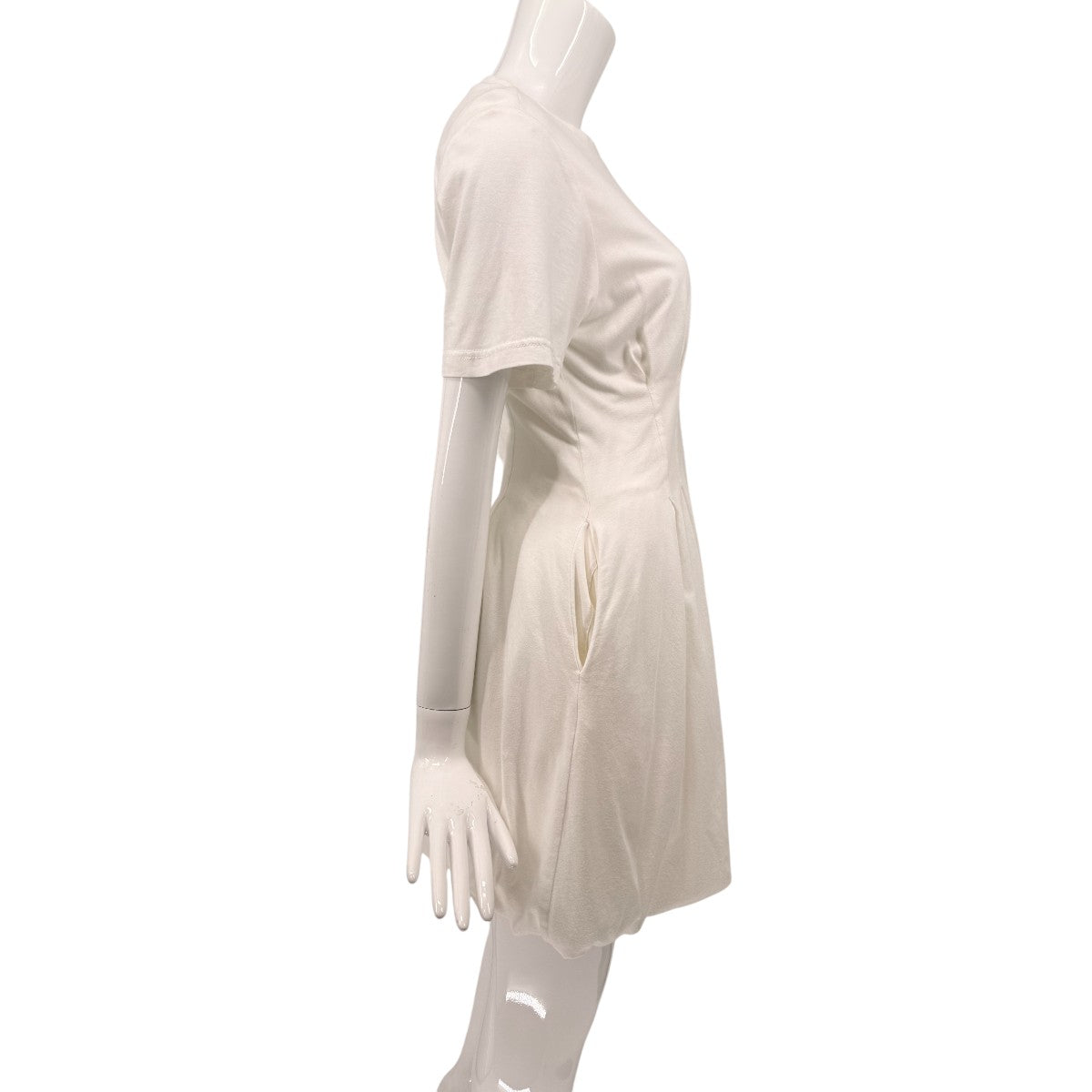 Simkhai Cotton Blend Bubble Hem Mini Shirt Dress