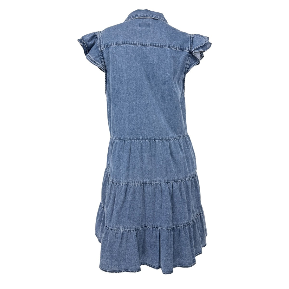 Alice + Olivia Cotton Denim Jem Tiered Mini Shirt Dress