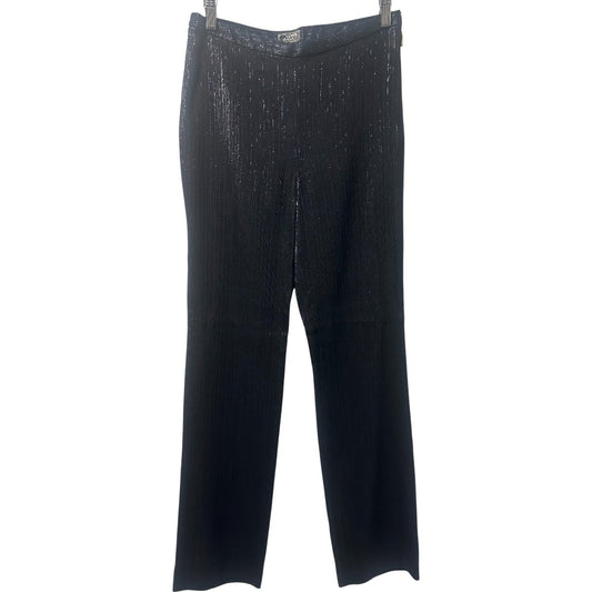 Gianni Versace Metallic Black Lurex Straight Leg Pants Women's