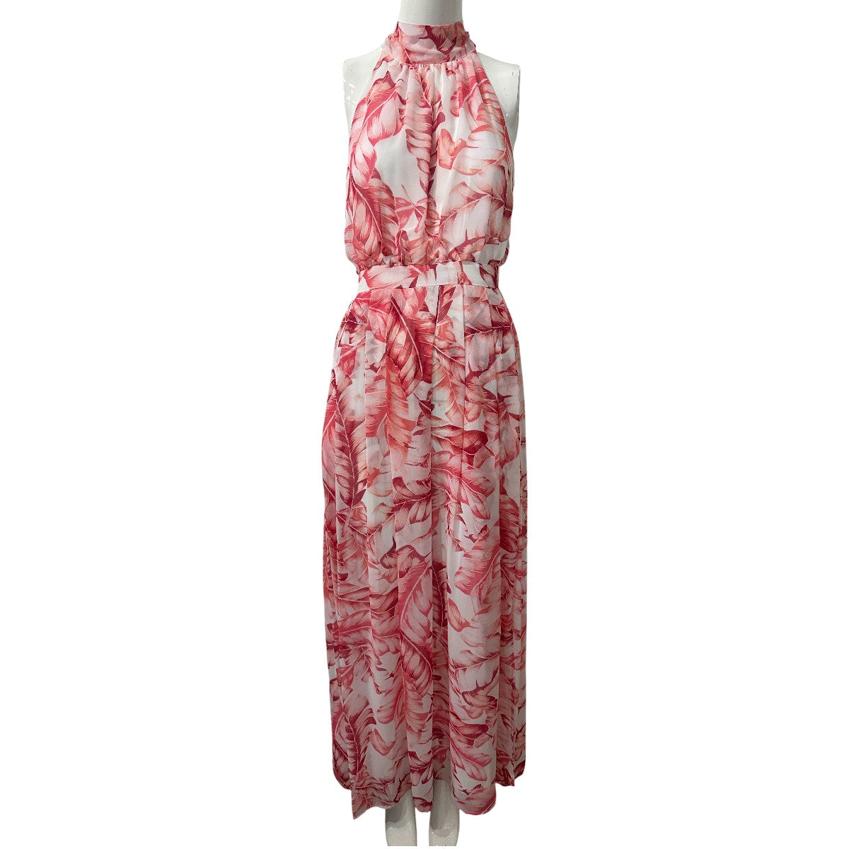 Eva Mendes x New York & Company White Red Leaf Print Maxi Dress