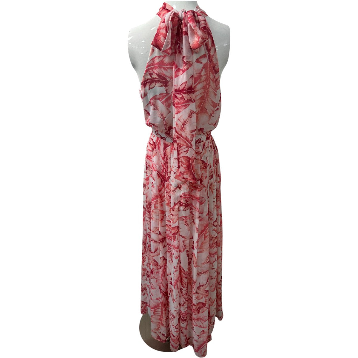 Eva Mendes x New York & Company White Red Leaf Print Maxi Dress