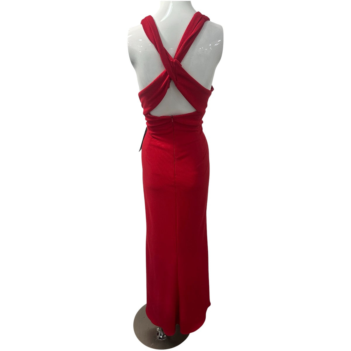 JS Collection Red  Plunging Halter Sleeveless Maxi Dress Women's