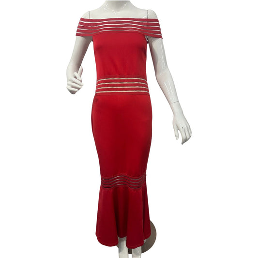 Venus Red Off-the-Shoulder Maxi Mermaid Dress Women's