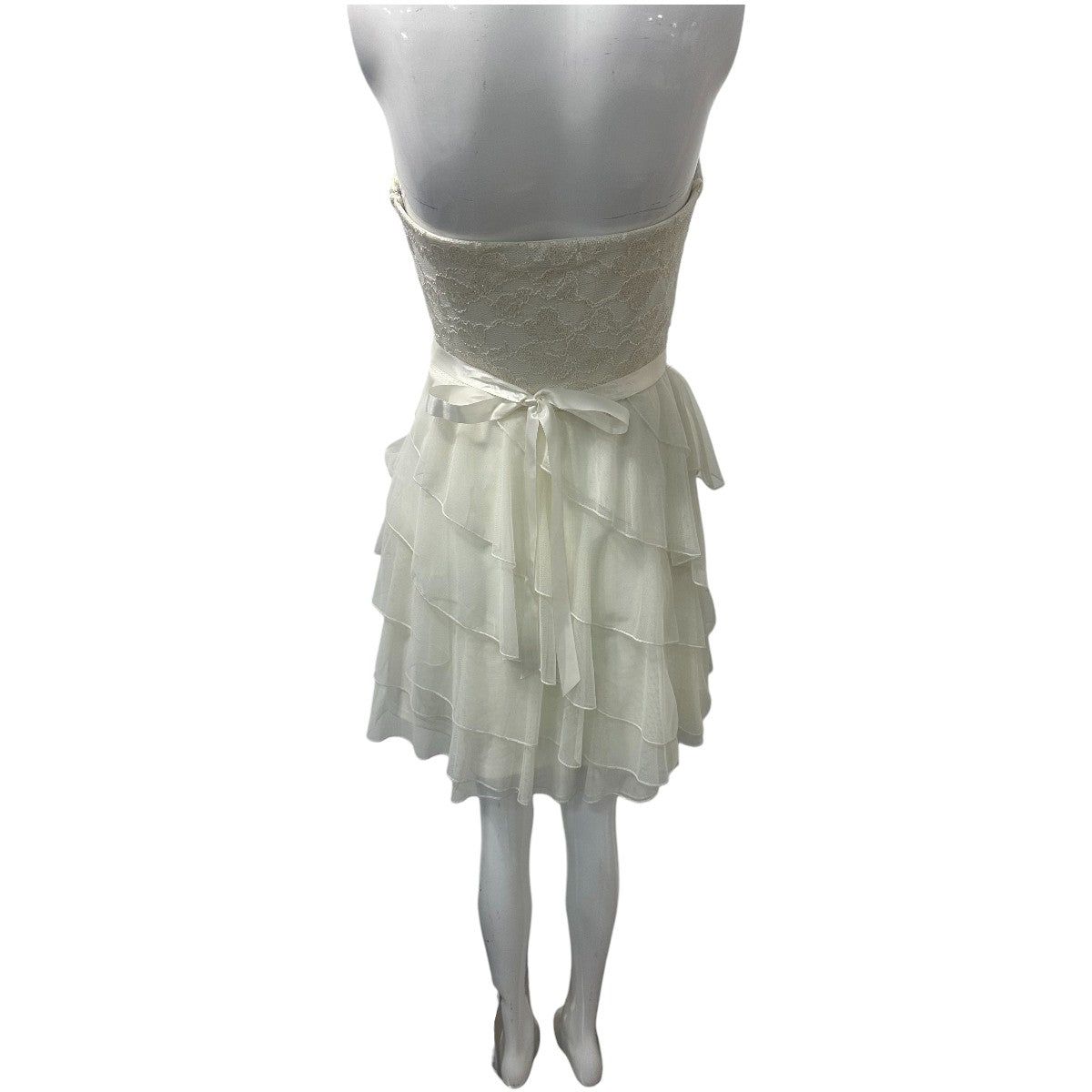 Love Reign White Rhinestones Studded Ruffle Tulle Mini Dress Women's