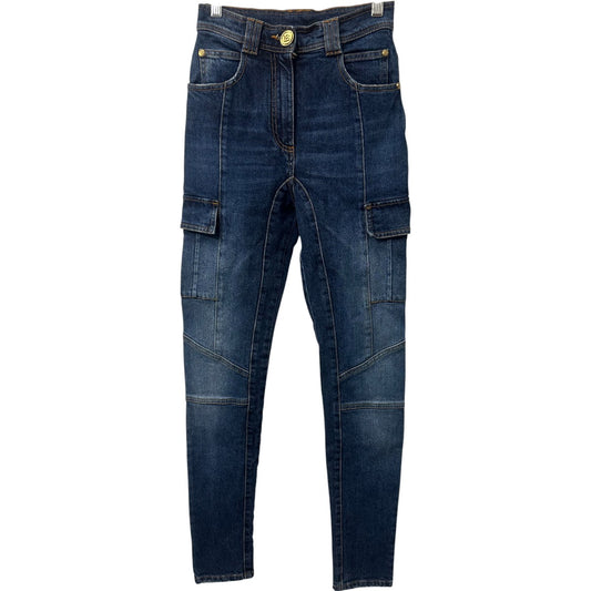 Balmain Blue Faded High-Rise Denim Skinny Jeans Mid Denim Women's