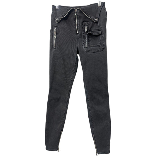 RTA Diavolin Washed Grey Mid-Rise Denim Skinny Jeans Women's