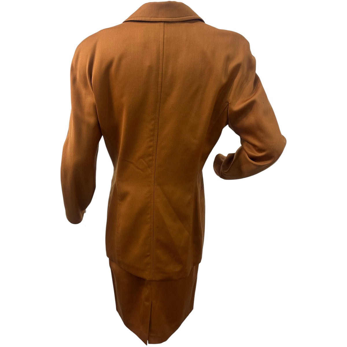 Escada Brown Wool Blazer Jacket Knee Length Skirt Suit Set Women's