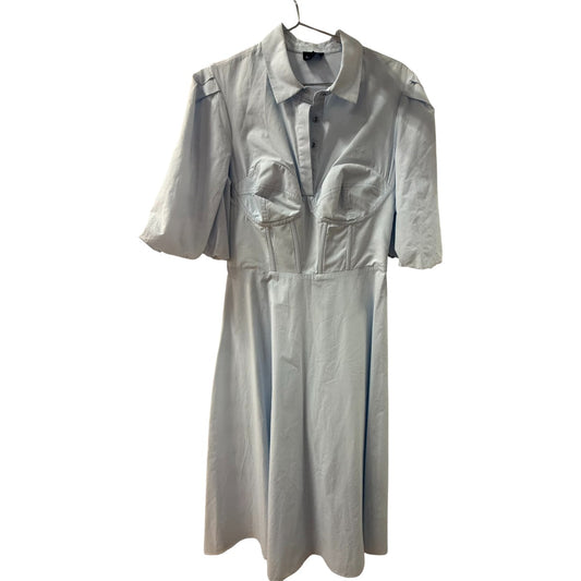 Bardot Blue Elegant Corset Cornflower Midi Shirt Dress