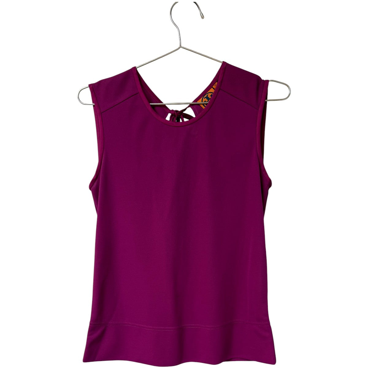 Tory Burch Purple Round Neck Drawstring Sleeveless Blouse Top Women's