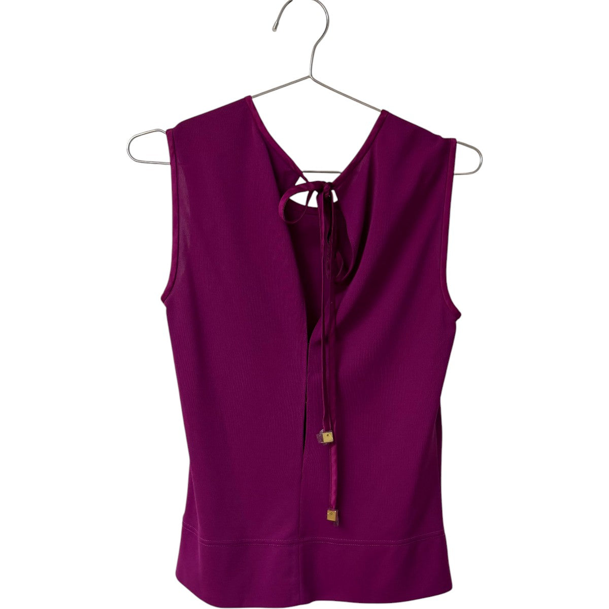 Tory Burch Purple Round Neck Drawstring Sleeveless Blouse Top Women's