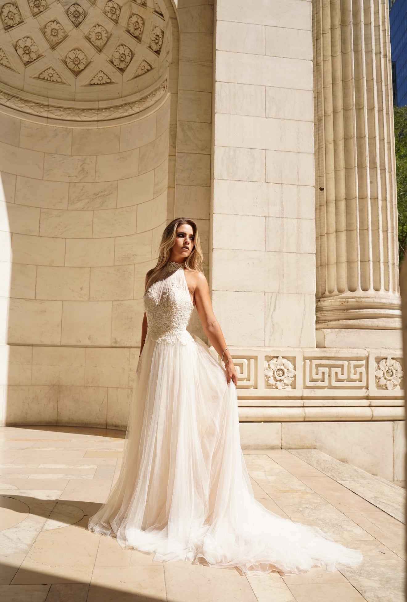 Donatela by Rosa Clará Off White Sheer Lace Bodice Wedding Dress Gown Size 12