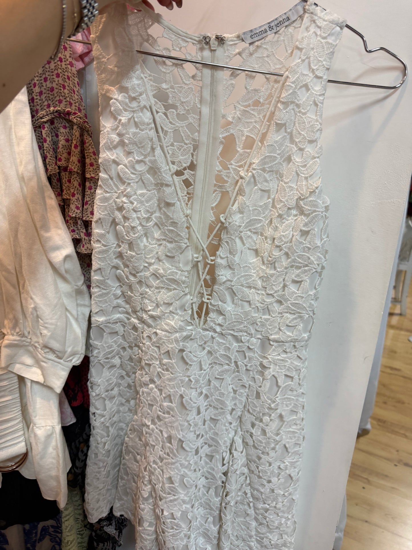 Emma & Jenna white lace dress