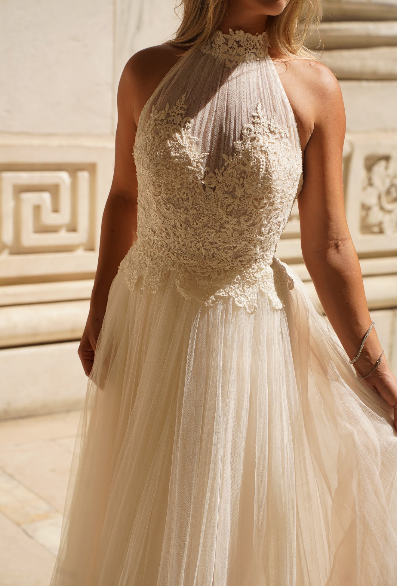 Donatela by Rosa Clará Off White Sheer Lace Bodice Wedding Dress Gown Size 12